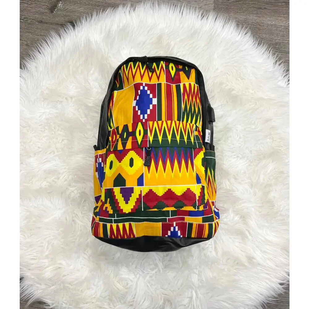 Multi-colored Kente Print Backpack -‎ Back To School Backpack NEW